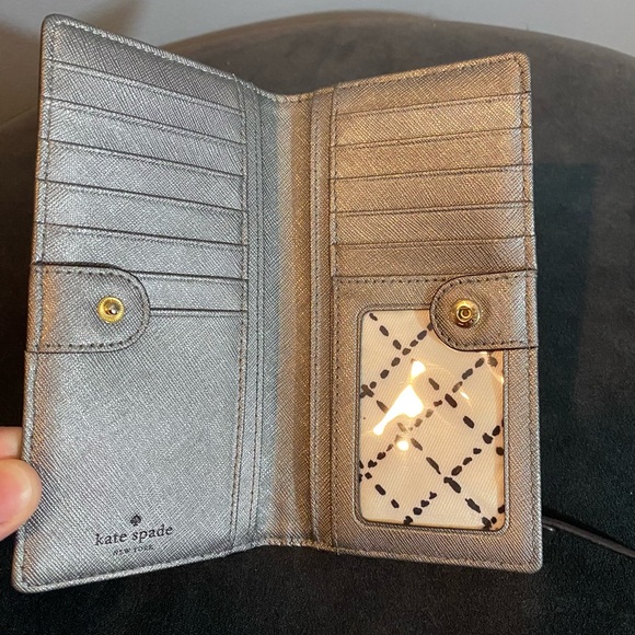 Kate Spade Stacy Wallet in Metallic Silver Saffiano Leather - Picture 3 of 14